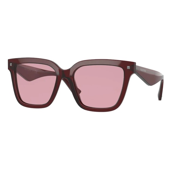 VALENTINO RED TRANSPARENT ACETATE UNISEX SUNGLASSES VA 4084-F - Picture 3 of 7